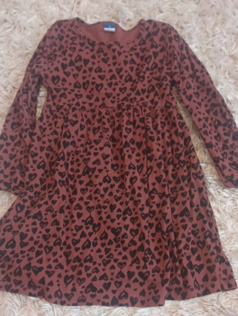 Old Navy Brown Dress with Black Heart Print